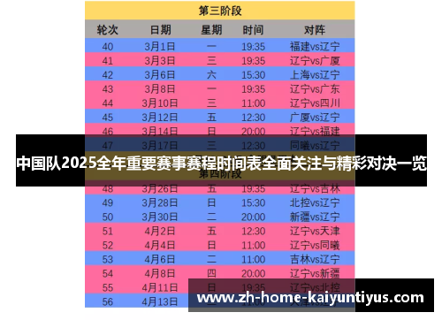 中国队2025全年重要赛事赛程时间表全面关注与精彩对决一览